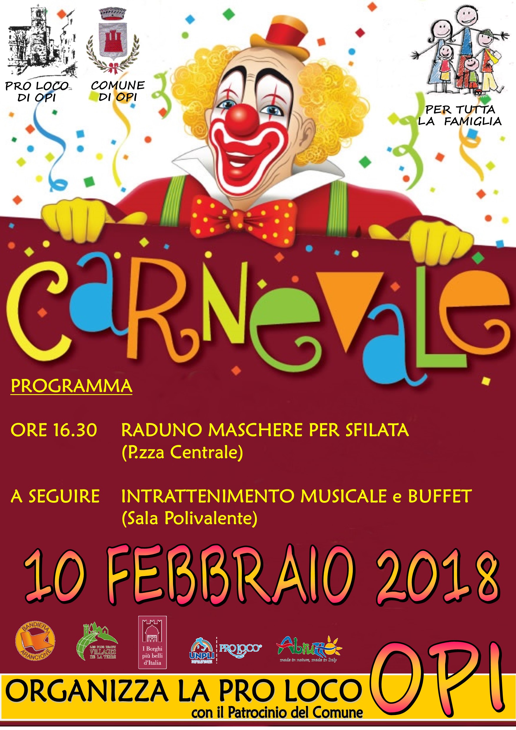 Festa Di Carnevale Dedicata Alla Famiglia Pro Loco Opi Associazione Turistica